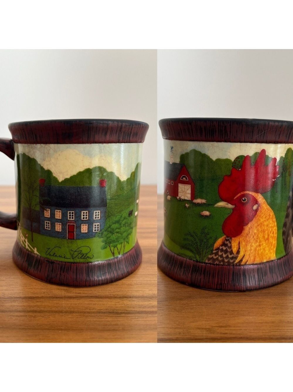 HALLMARK Valerie Pillow Design Mug Rooster Farmhouse Barn Coffee Tea Kitschy